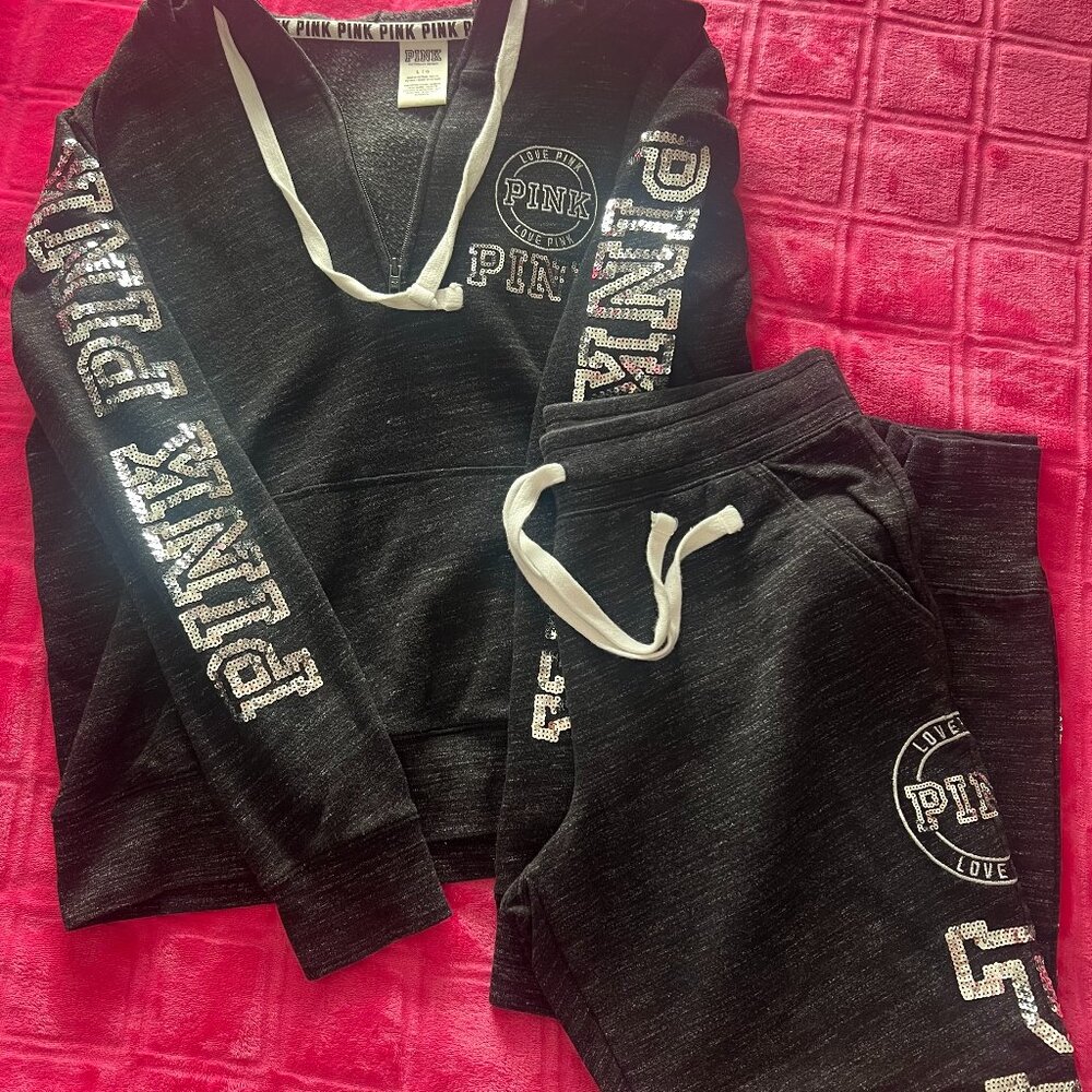 Victoria Secret PINK Bling Sequin Joggers set